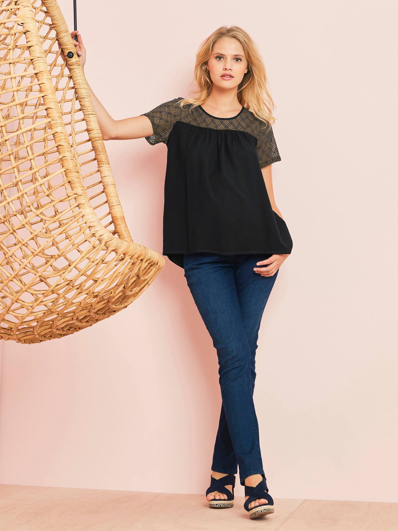 Jean slim stretch de grossesse entrejambe 85 denim black