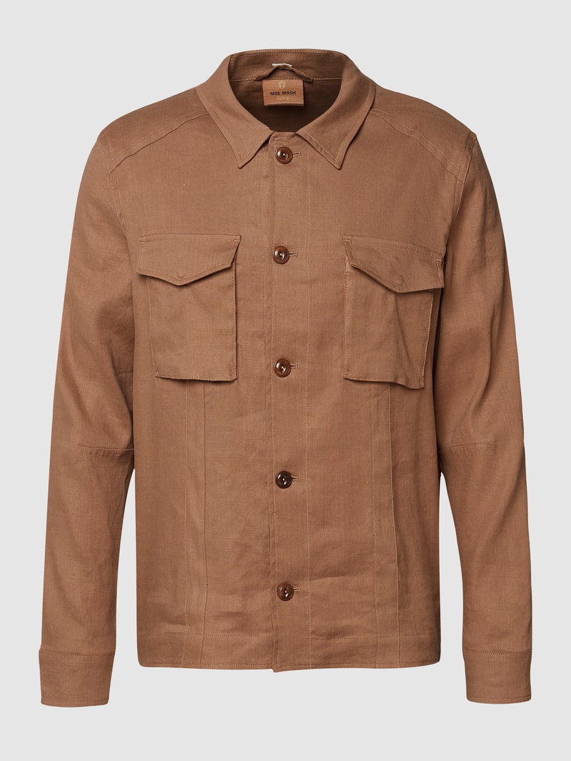Hemdjacke mit Sportmanschetten Modell 'Chocolate Chip' in hellbraun