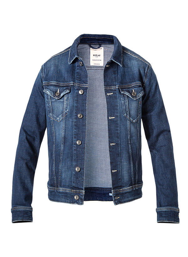 Replay, Jeansjacke, Bio Baumwoll-Stretch, dunkelblau
