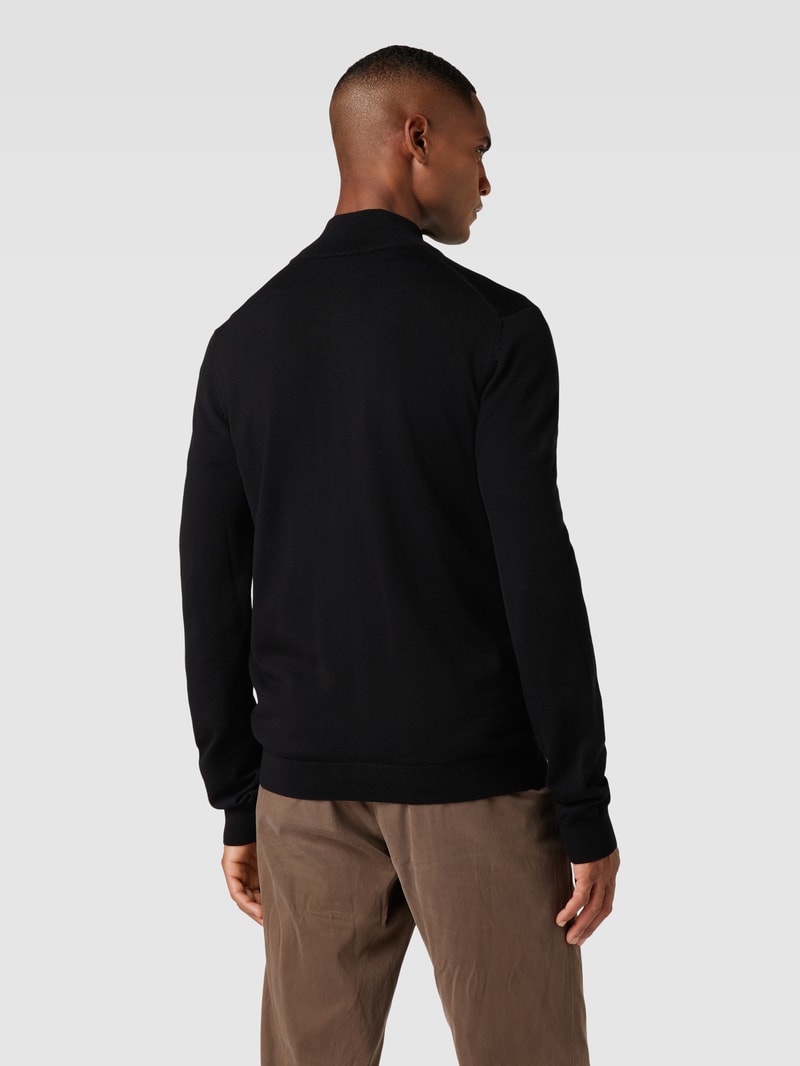 Strickjacke aus Schurwolle mit Reißverschluss Modell 'San Jorge' in schwarz
