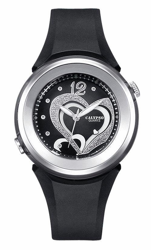 CALYPSO WATCHES Quarzuhr K5576/6, 3 Zeiger davon 2 Leuchtzeiger, mit Herzmotiv
