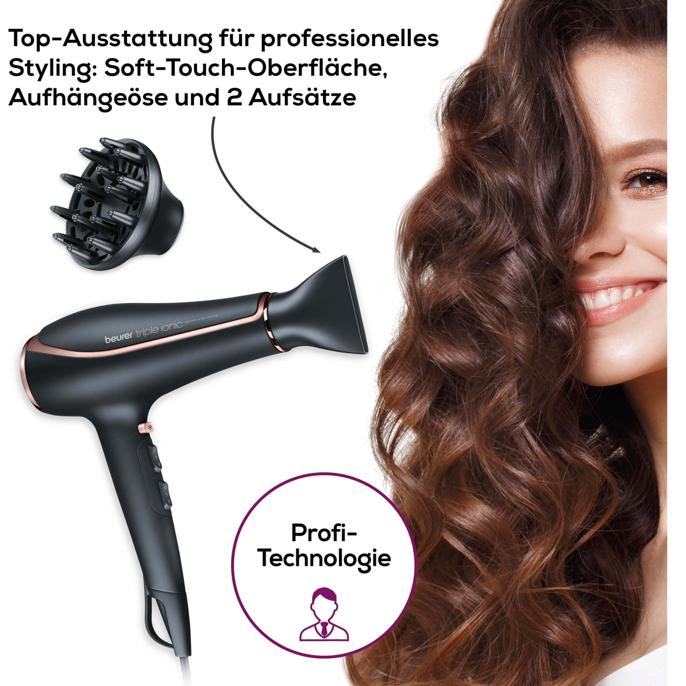 Beurer Haartrockner - HC 80-Haarschonender Föhn mit extra leistungsstarkem & langlebigem Motor