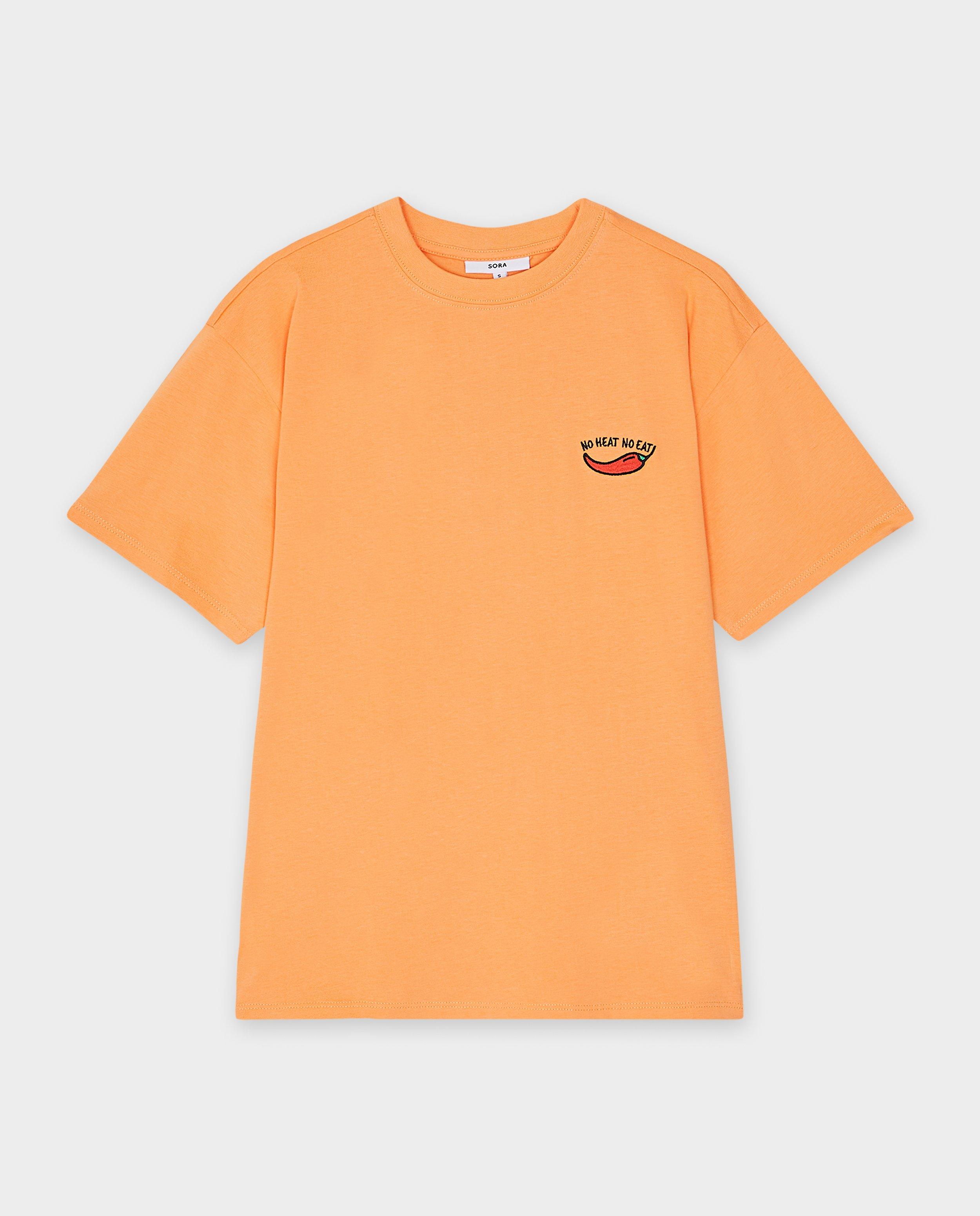 Tricou Sora cu broderie portocaliu deschis