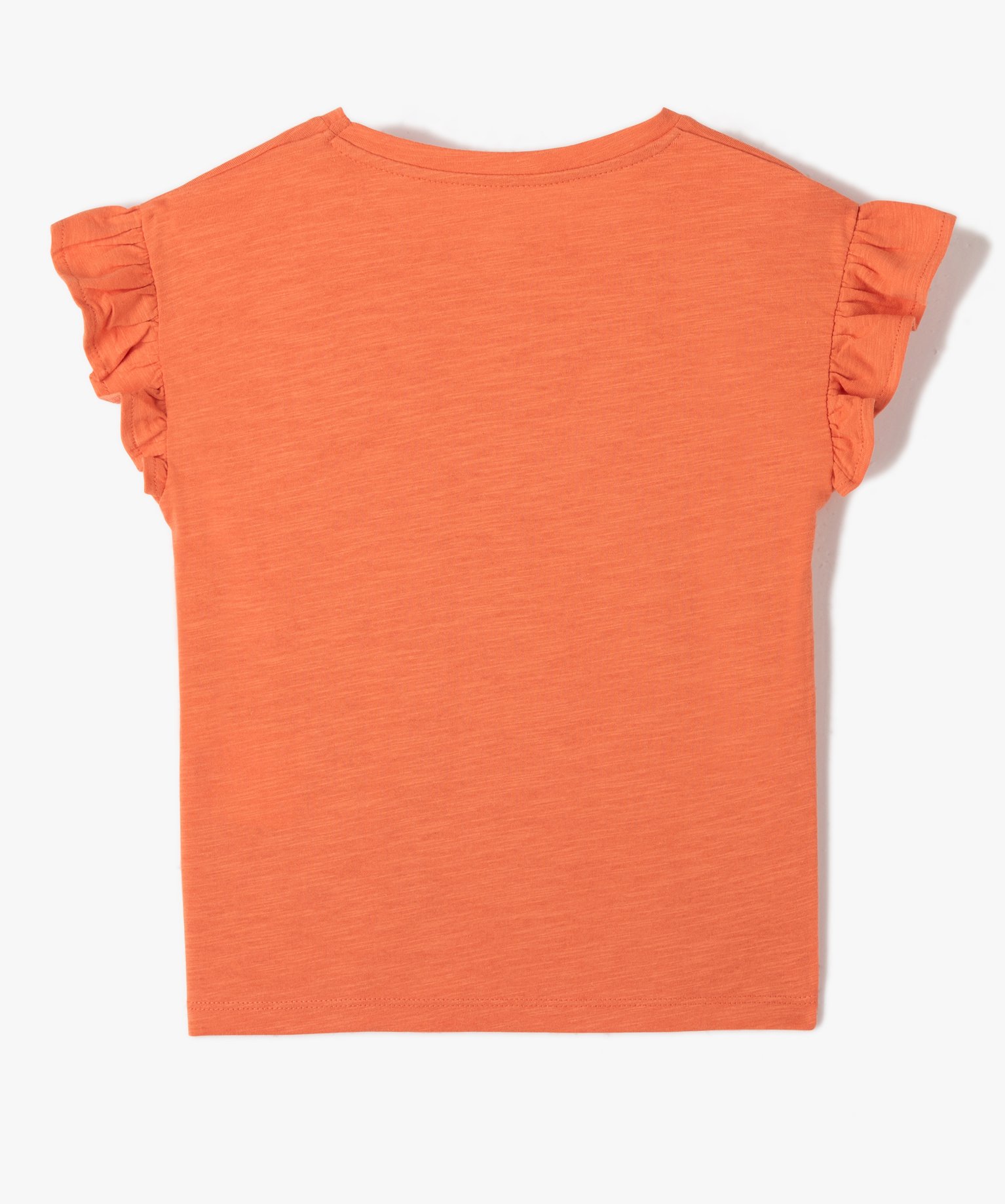 Tee-shirt fille à manches courtes avec volants orange | GEMO