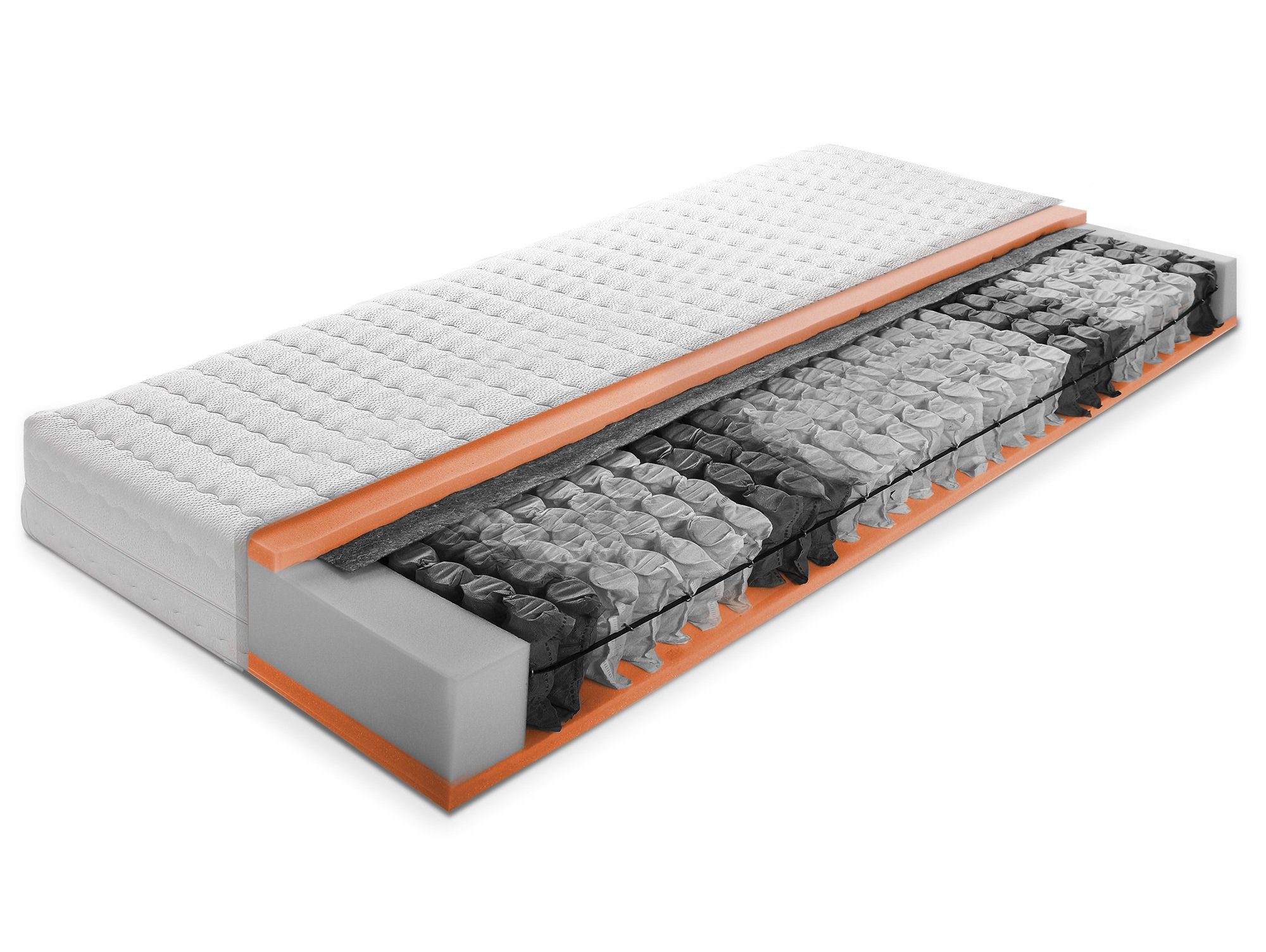 Taschenfederkernmatratze 7-Zonen Visco/Taschenfederkern Matratze M-Eins, Moebel-Eins, 22 cm hoch, 7-Zonen Visco/Taschenfederkern Matratze M-Eins