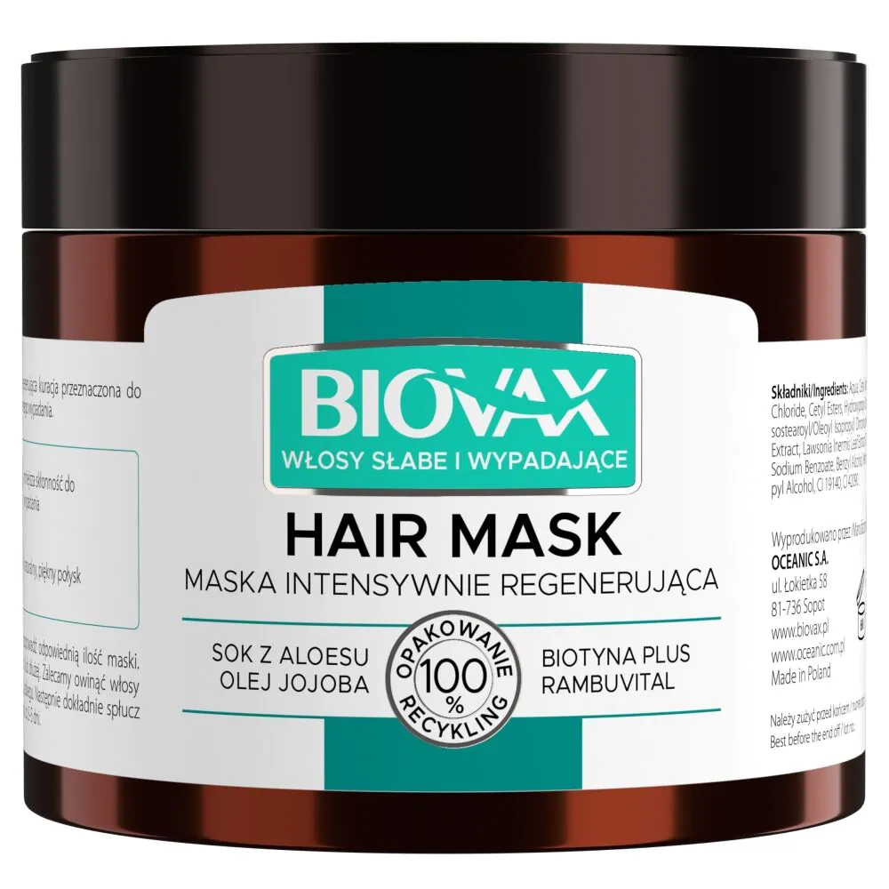 Mascarilla de aloe vera Biovax para cabello débil y con caída