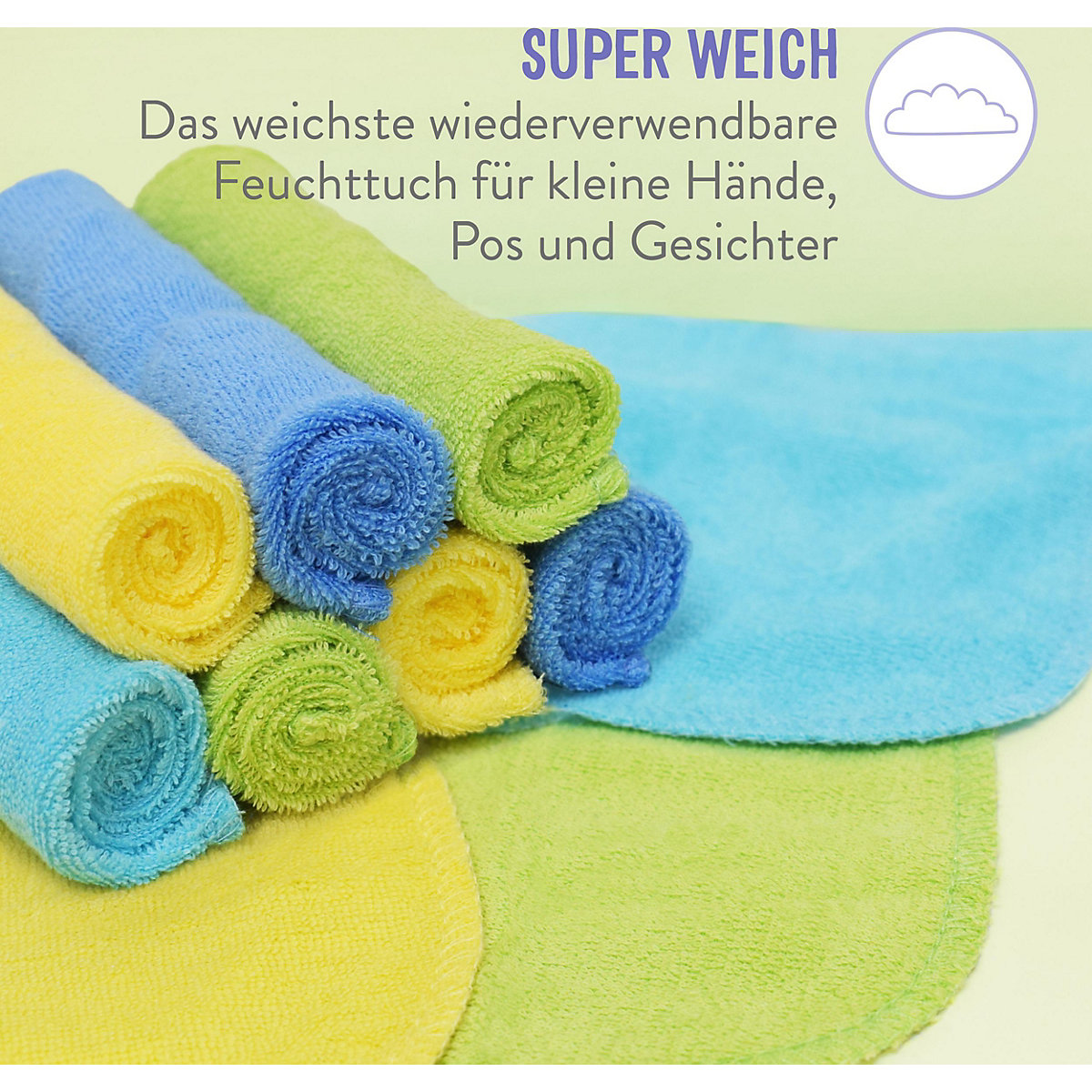 Bambino Mio, Wiederverwendbare Feuchttücher, 10er Packung, Schnee