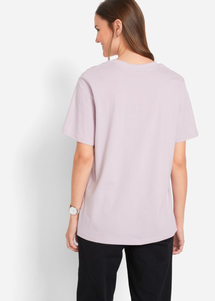Weites Long-Shirt mit V-Ausschnitt, Kurzarm (5er Pack)