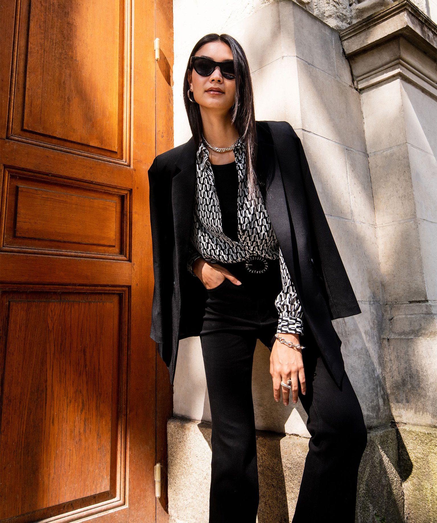 Veste de tailleur unie fermeture un bouton femme noir | GEMO