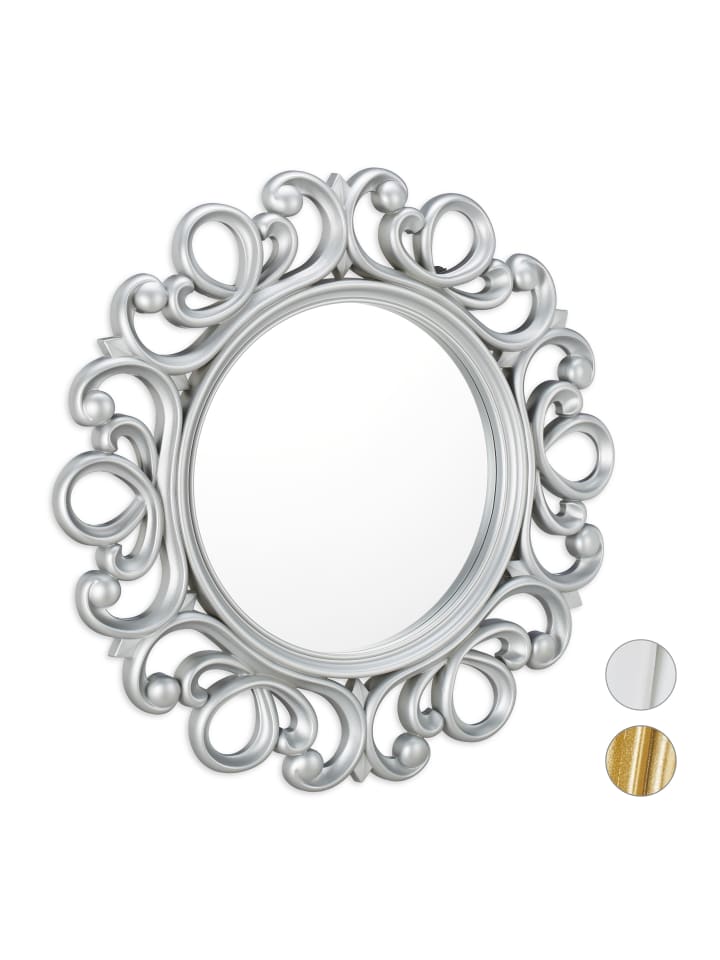 relaxdays Wandspiegel in Silber - Ø 50 cm günstig kaufen onesize