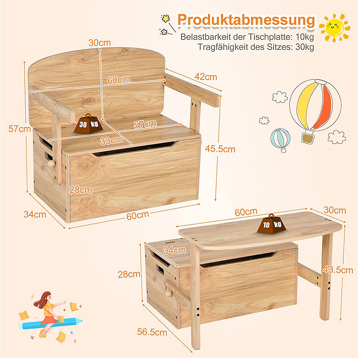 Kinder-Aktivitätstisch mit Schreibtisch & Aufbewahrungsbox