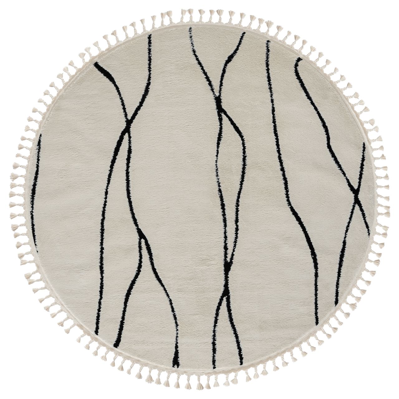 MyFlair Teppich Moroccan Refresh, 190 cm x 190 cm, Farbe weiß, rund, Florhöhe 19mm