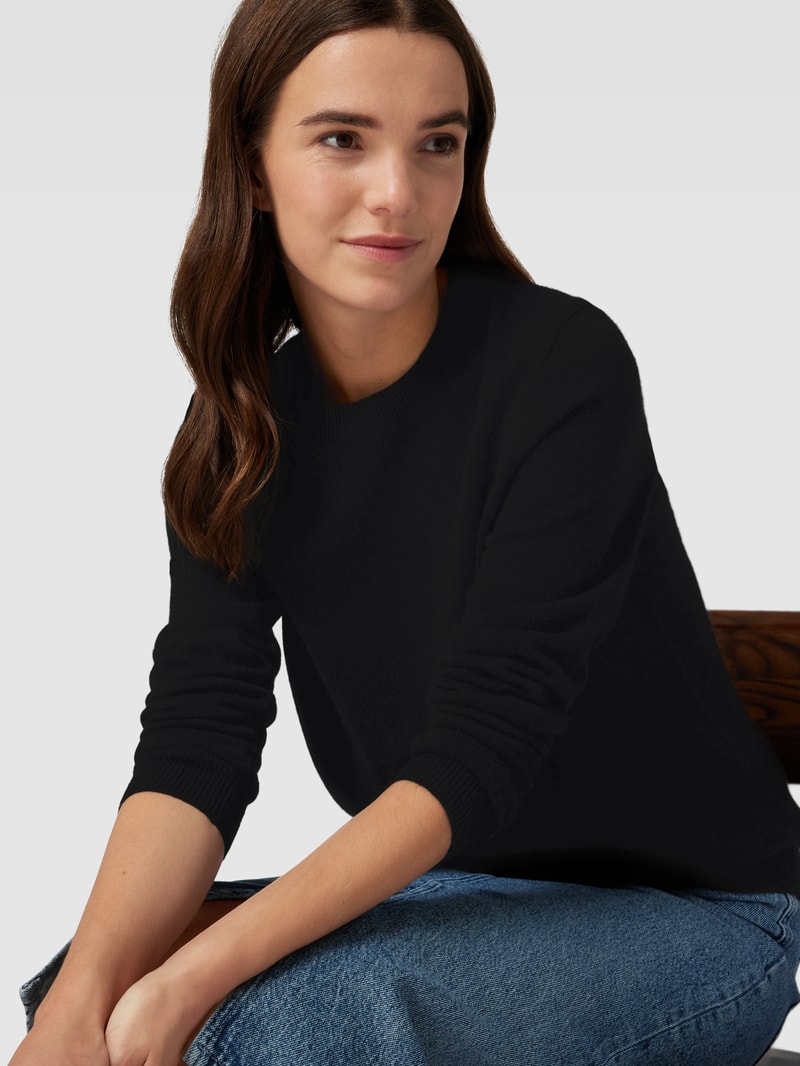 Kaschmirpullover in melierter Optik in schwarz