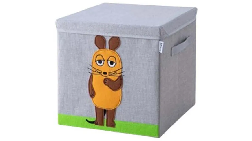 Lifeney Aufbewahrungsbox mit Deckel Die Maus 30x30x30cm grün, grau, orange