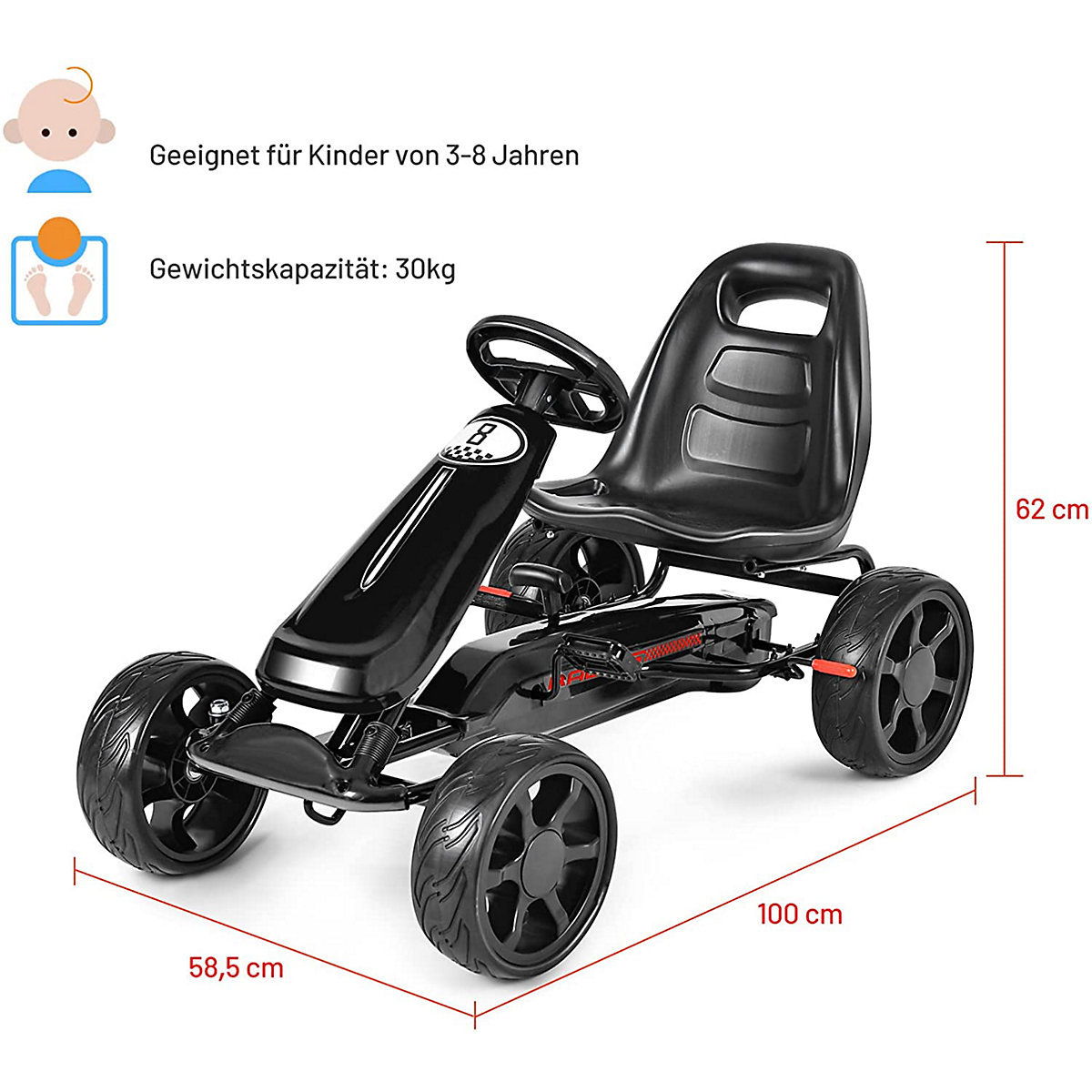 Gokart Sitz verstellbar mit EVA-Rädern
