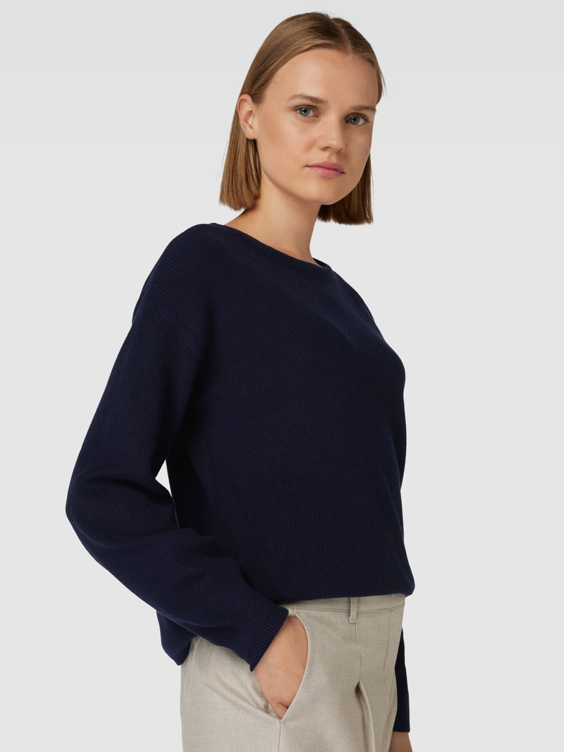 Strickpullover mit Rundhalsausschnitt in dunkelblau