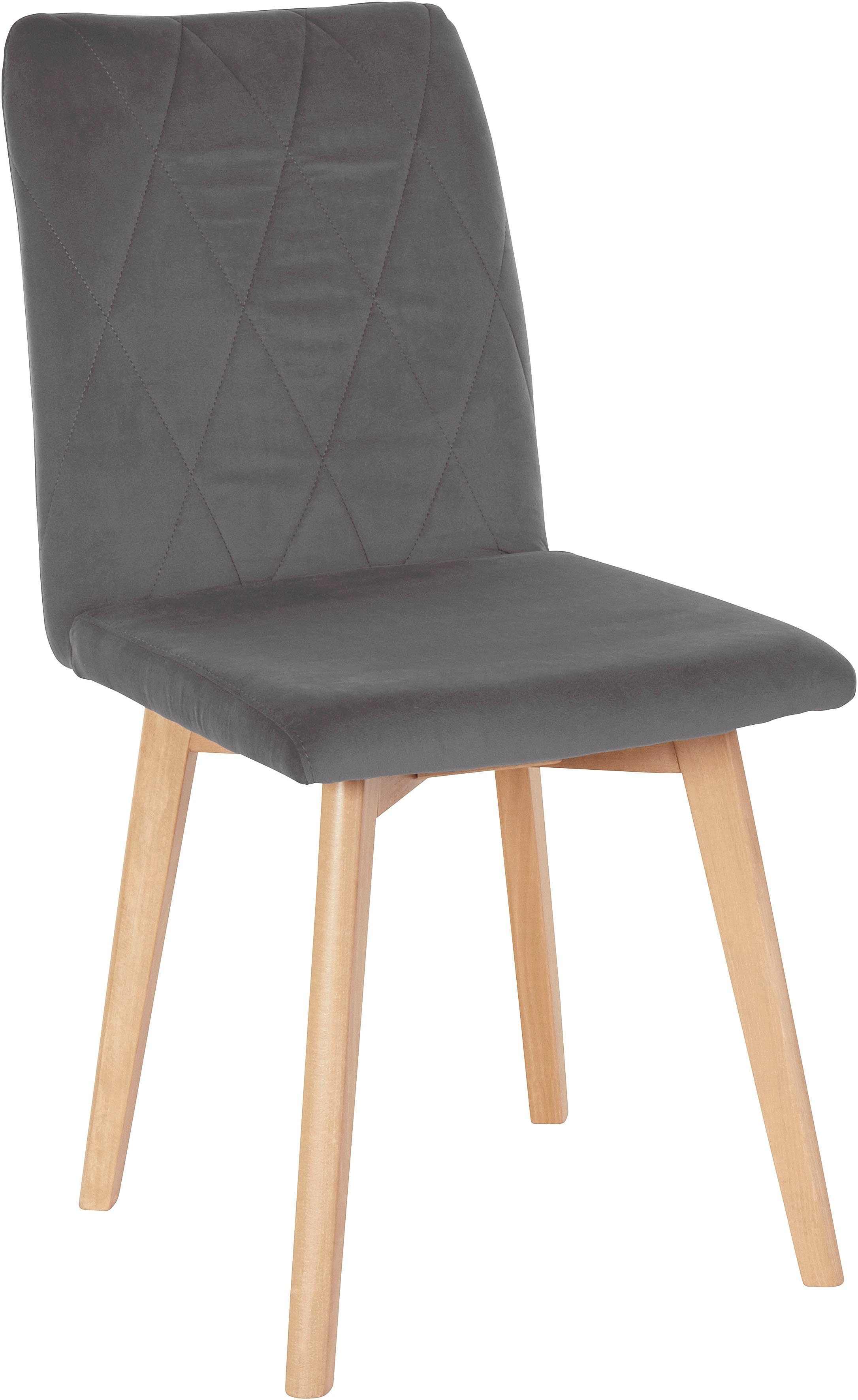 Home affaire 4-Fußstuhl Brest (Set, 2 St), Sitz und Rücken gepolstert, Rautensteppung im Rueckenlehne
