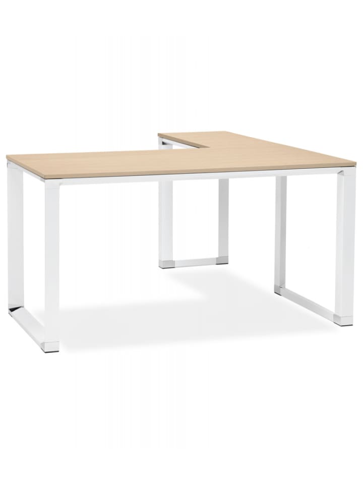 KADIMA DESIGN Eckschreibtisch aus Holz und Metall | Minimalistischer Stil in Beige-Weiß günstig kaufen 170 x 160 x 73 cm