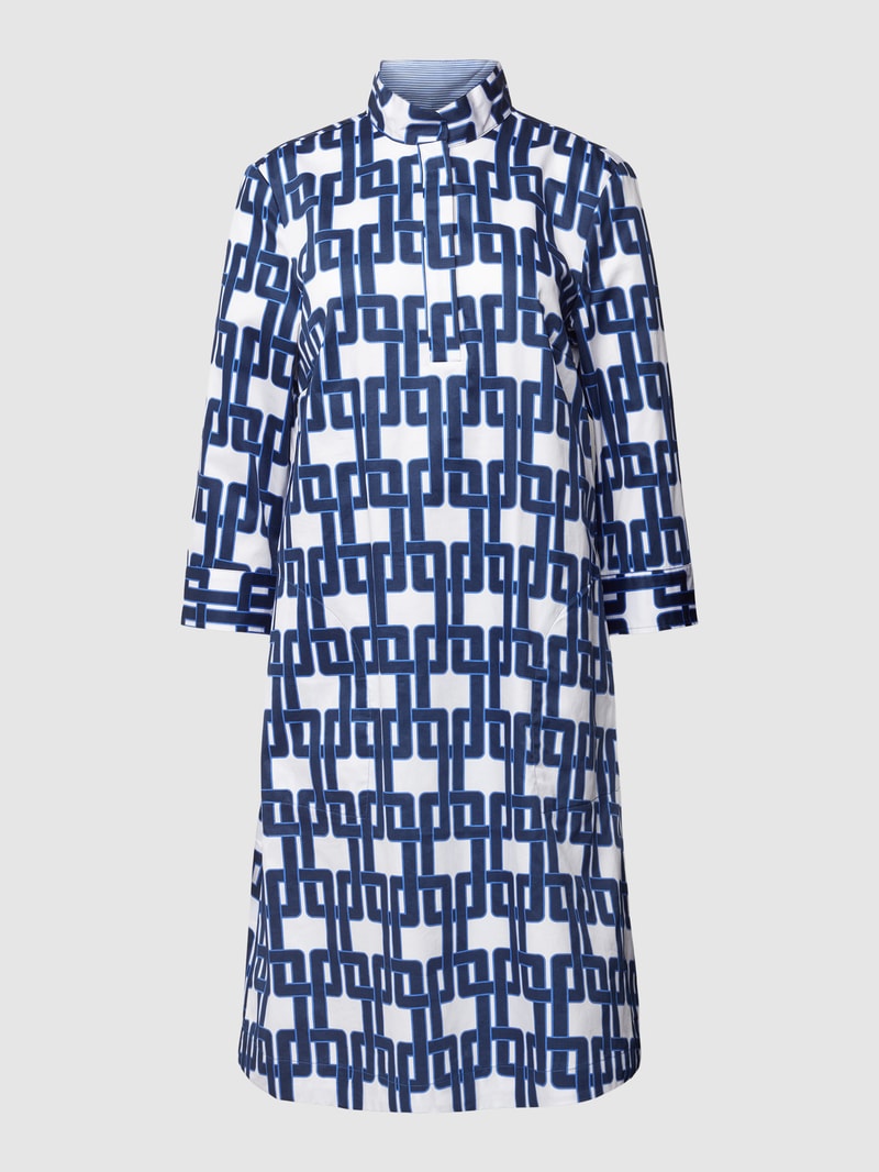 Hemdblusenkleid aus Baumwolle mit Allover-Print in dunkelblau