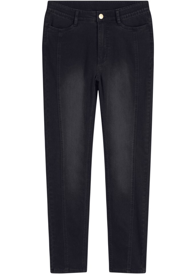 Verkürzte Thermojeans mit geradem Bein und High-Waist-Bequembund, knöchellang
