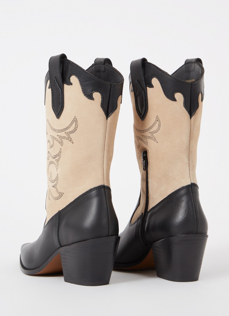 Stivali da cowboy Dune London in pelle scamosciata con dettagli in pelle.