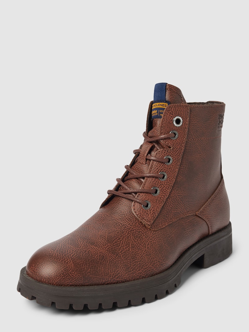 Boots mit Label-Detail Modell 'BERNIE' in cognac