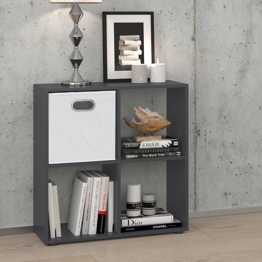 Vicco Raumteiler Standregal Bücherregal TETRA 4 Fächer Grau