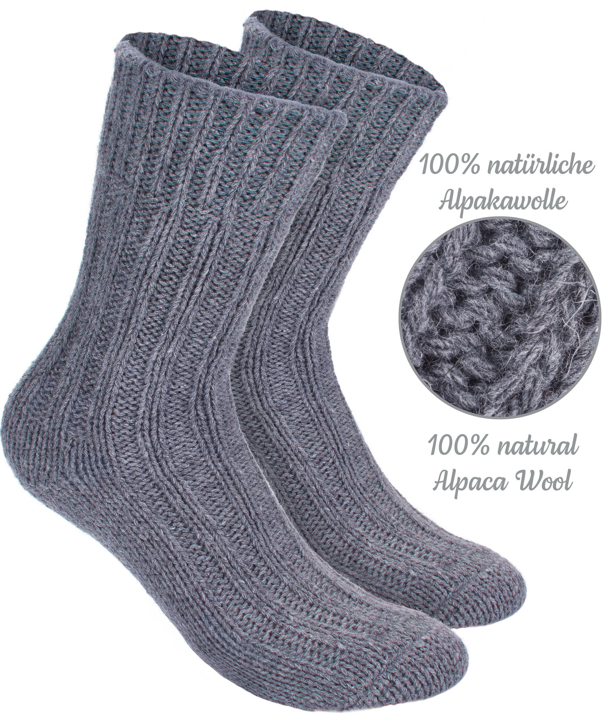 BRUBAKER Kuschelsocken Kinder Alpaka Socken aus 100% Alpakawolle (Set, 4 Paar) Wintersocken Set für Jungen und Mädchen - Kindersocken - Wollsocken