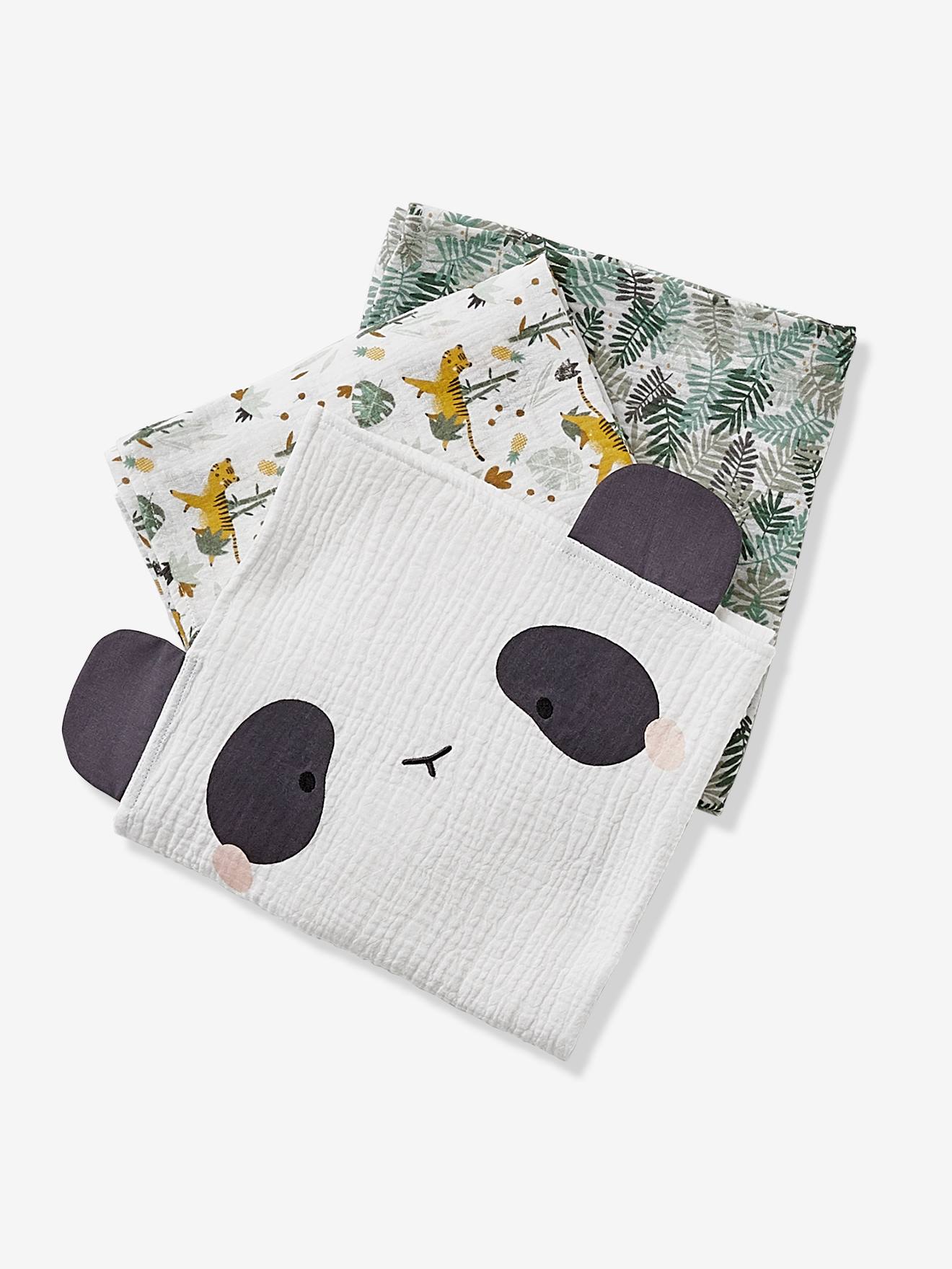 Lot de 3 langes HANOÏ vert / multicolore