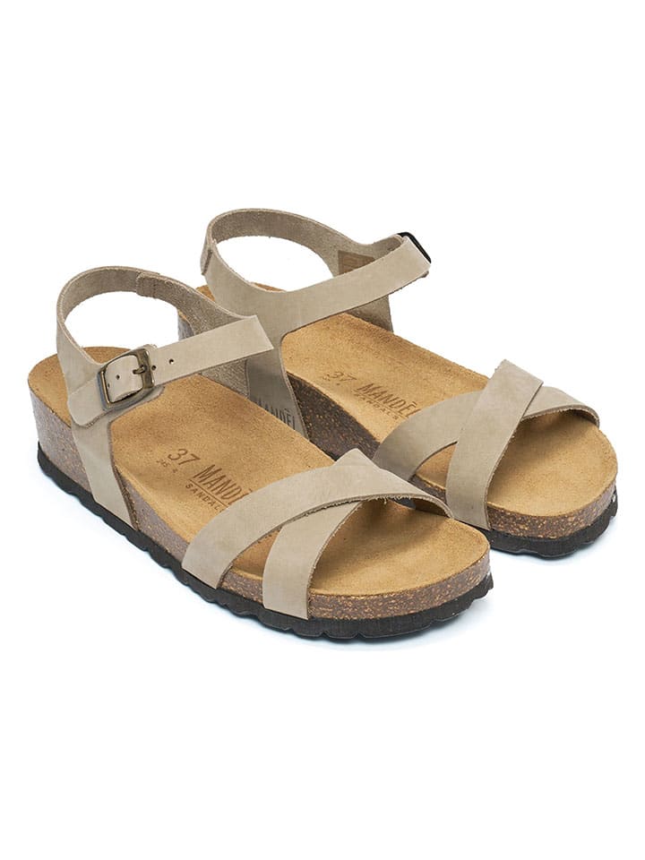 Mandel Leder-Sandalen in Taupe günstig kaufen