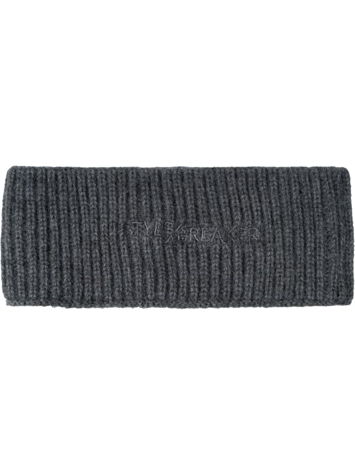 styleBREAKER Strick Stirnband mit Logo in Dunkelgrau meliert günstig kaufen onesize
