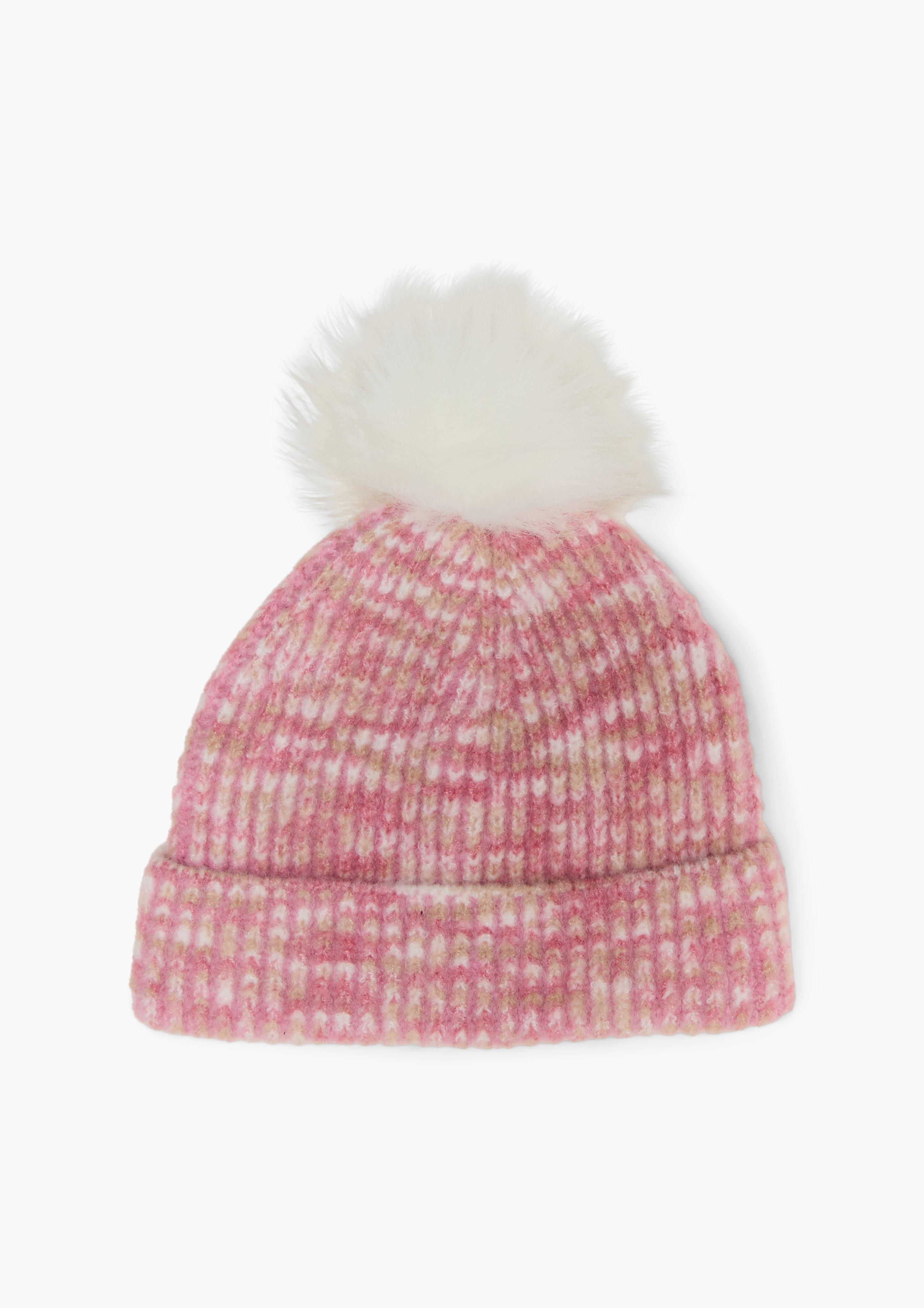 Strickmütze mit Bommel aus Kunstfell  2132567-43X3