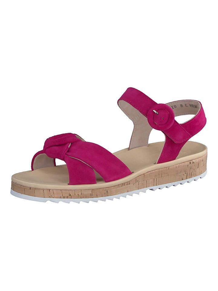 Paul Green Leder-Sandalen in Pink günstig kaufen
