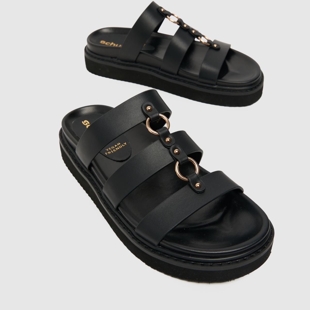 Črni sandali s tanko kovinsko podlogo Schuh Tana
