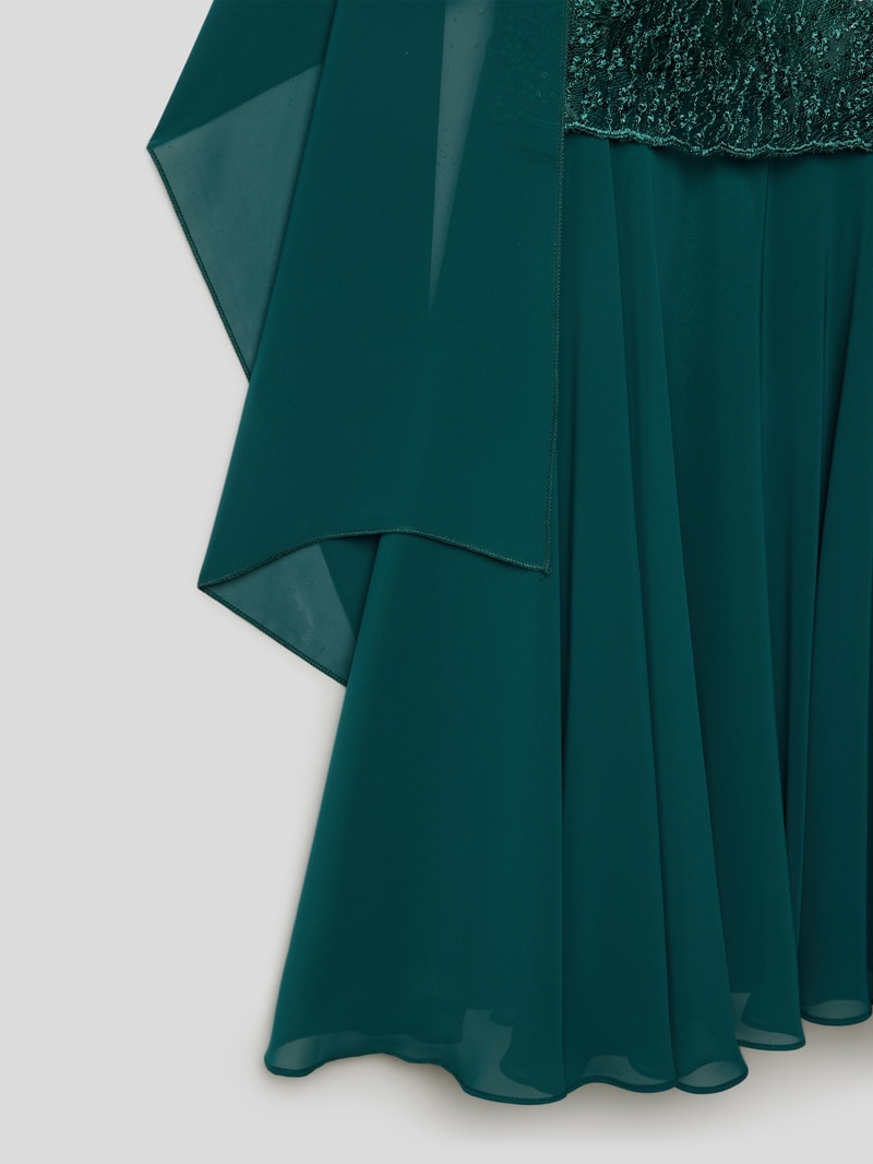 Kleid mit Stola in dunkelgrün