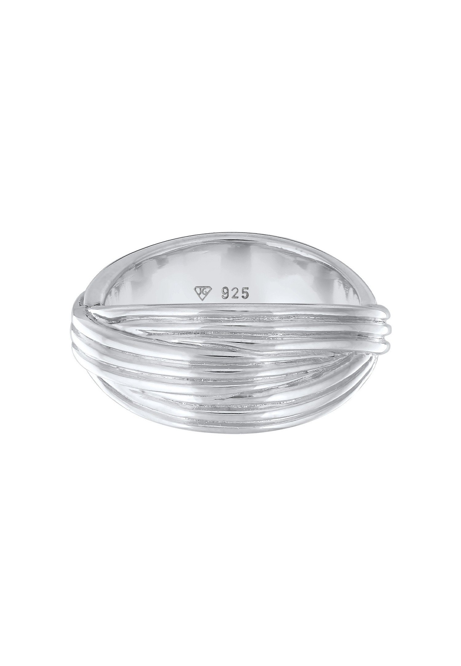 Anello da donna Elli PREMIUM con texture intrecciata in argento sterling 925 rodiato