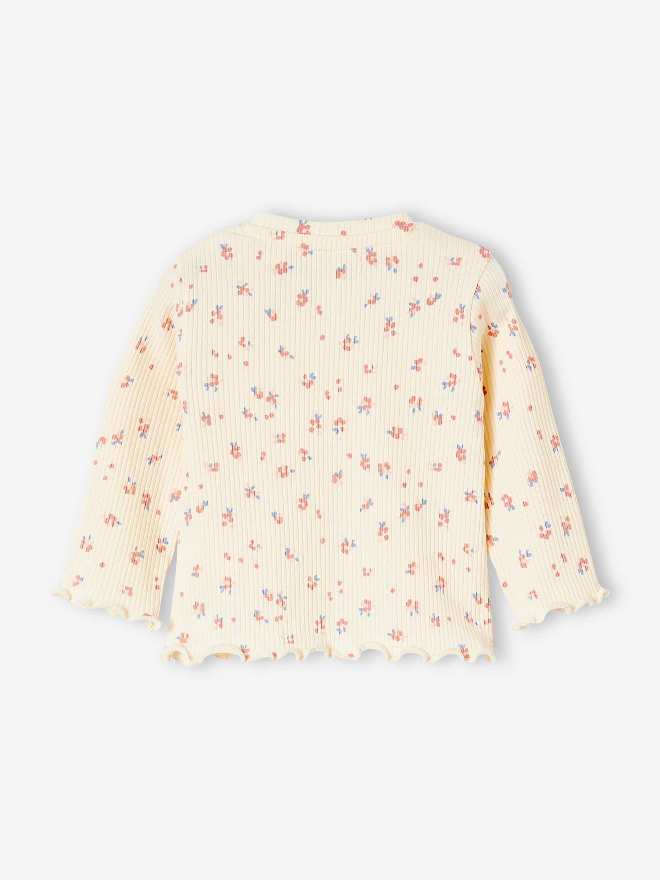 T-shirt en maille côtelée bébé manches longues marine imprimé