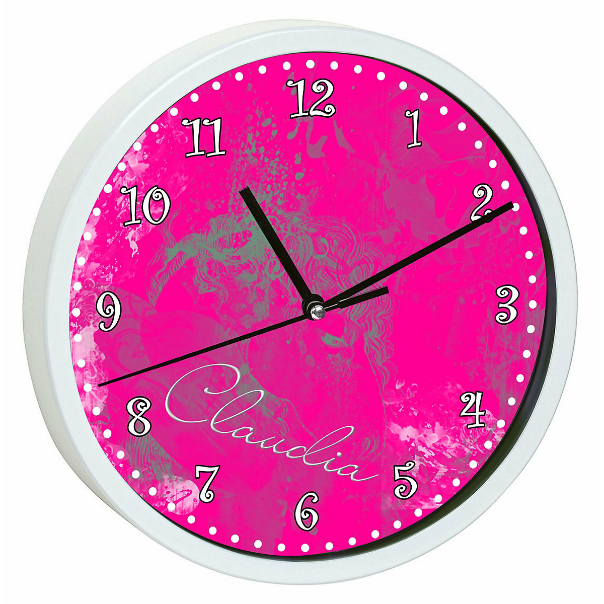 Kinder Wanduhr personalisiert mit Name Traum Pink