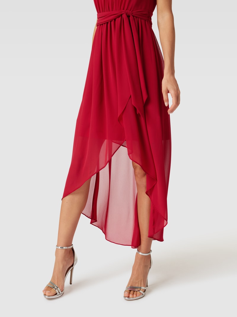 Cocktailkleid mit Neckholder in dunkelrot meliert