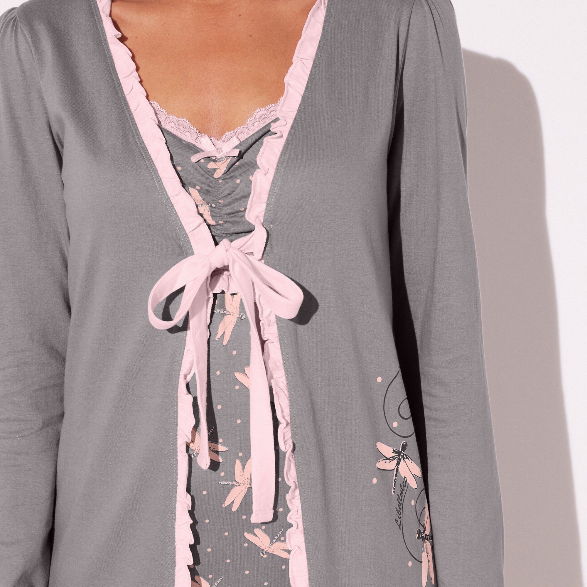 Peignoir volanté imprimé libellules