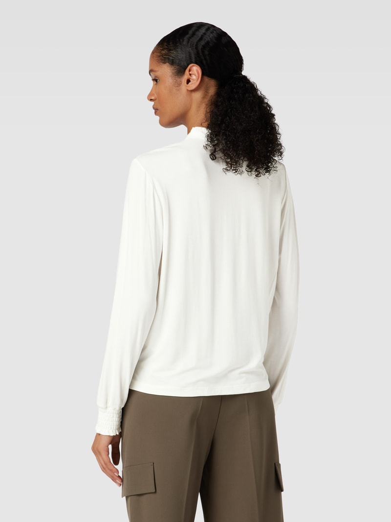 Blusenshirt mit Stehkragen und V-Ausschnitt in offwhite