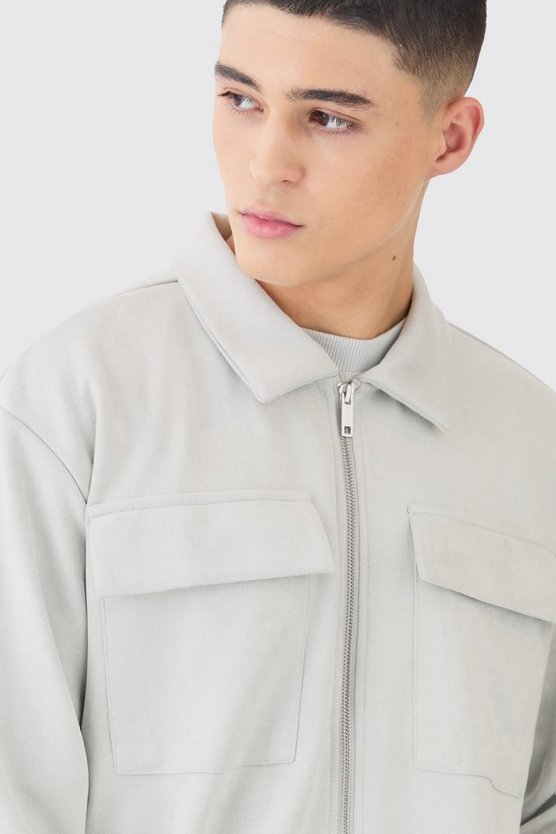 Smartes Overshirt aus Wildlederimitat mit Reißverschluss