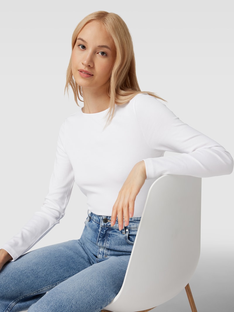 Longsleeve mit U-Boot-Ausschnitt in weiß