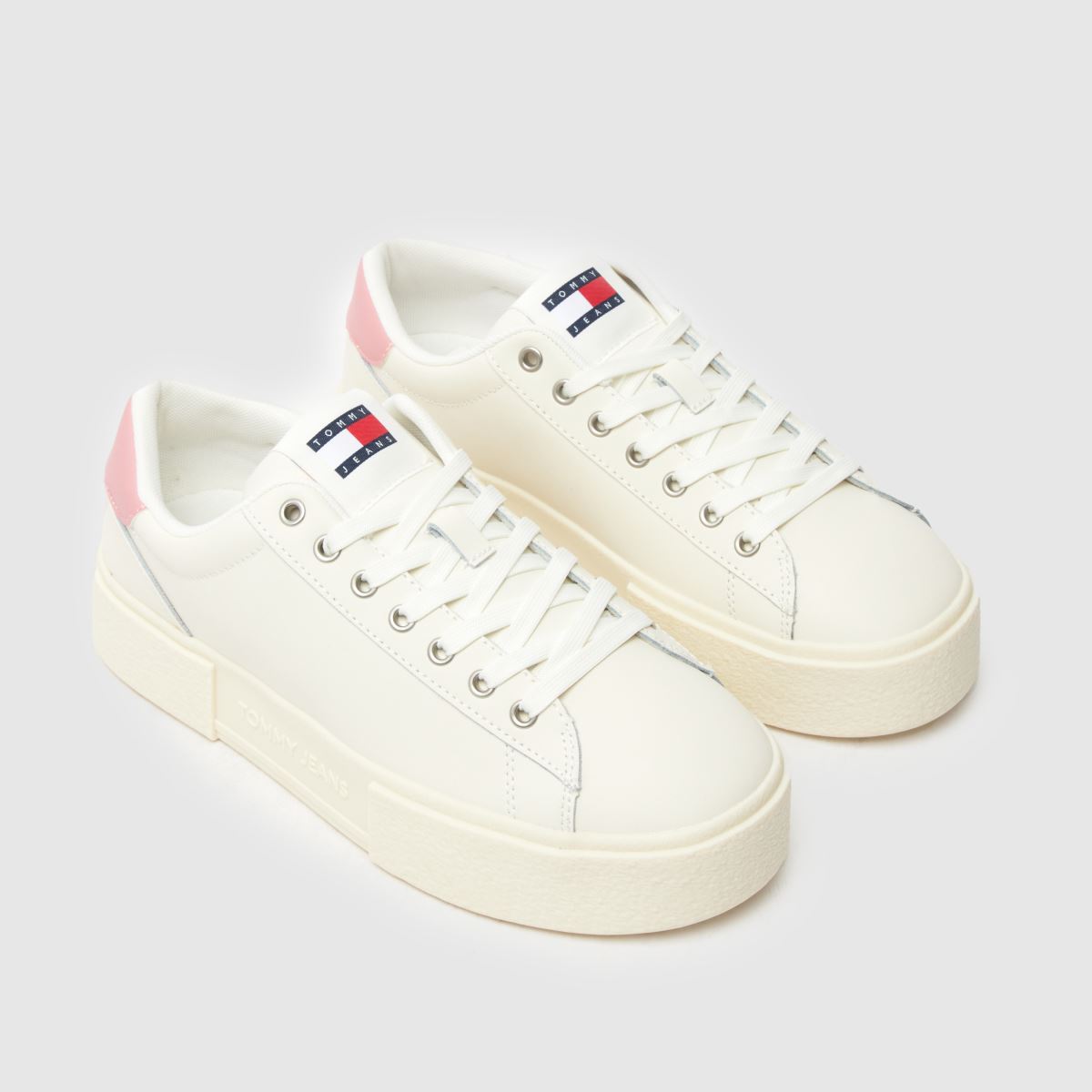 Tommy Jeans – Foxing – Vita och rosa plattformsneakers