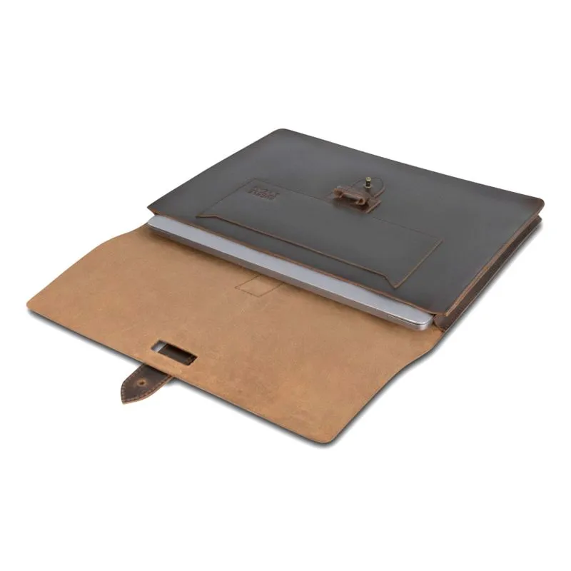 Buckle & Seam Leder Laptop Sleeve Aspen 13 Zoll - Braun