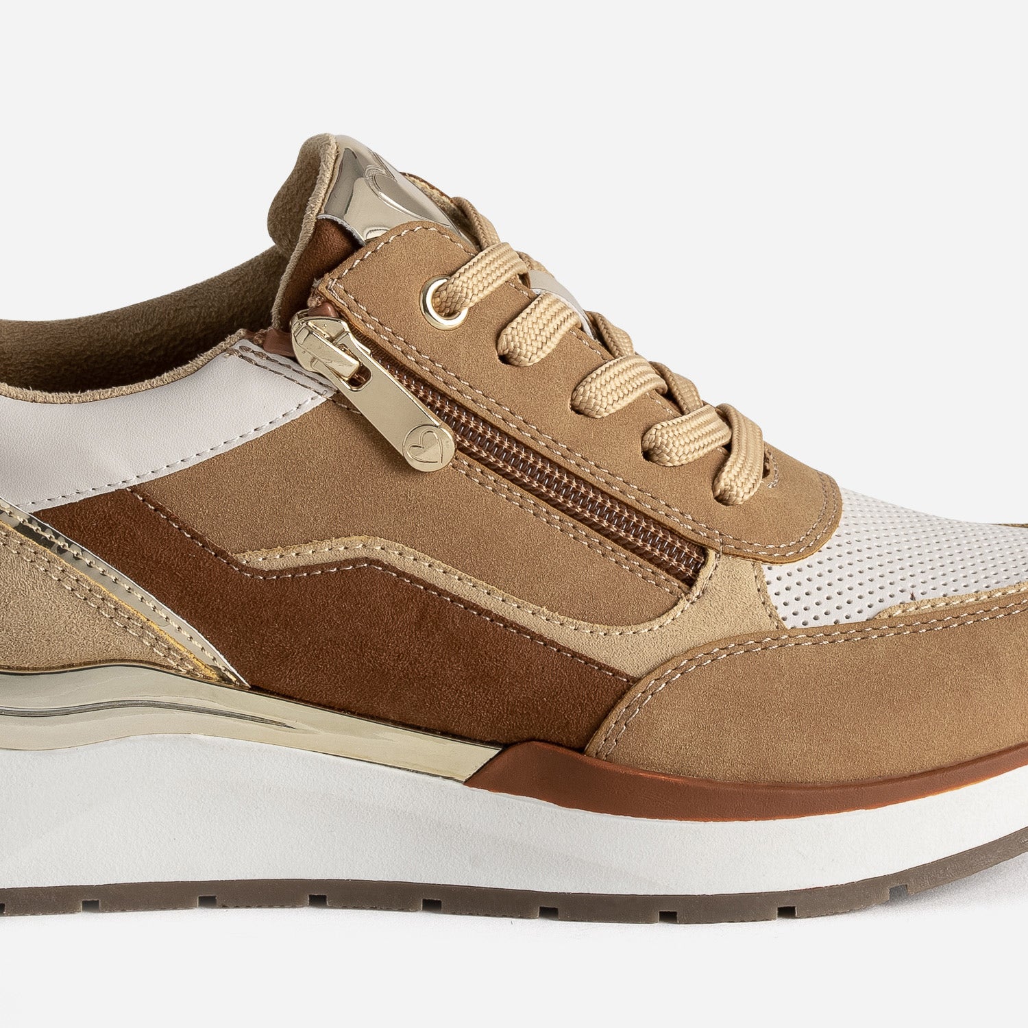 Tennis MARCO TOZZI camel, beige et blanc