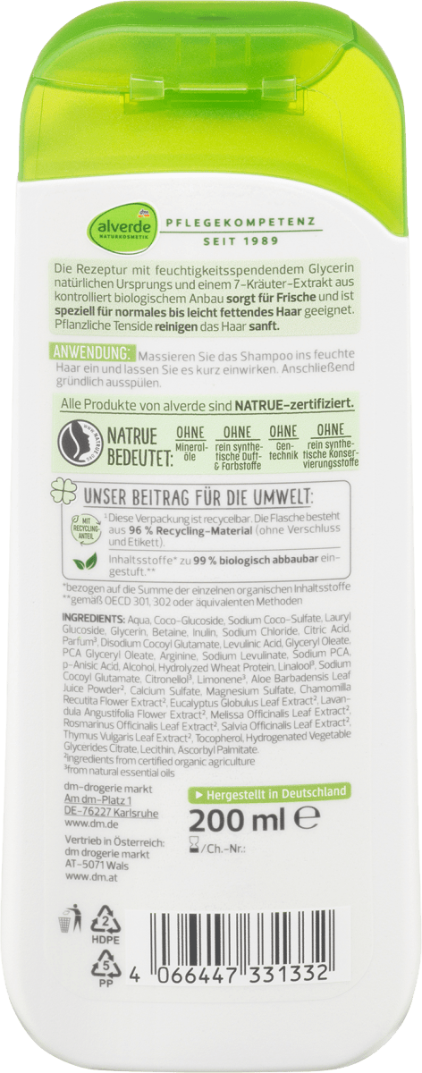 Shampoo Kräuter 7 Bio Kräuter, 200 ml