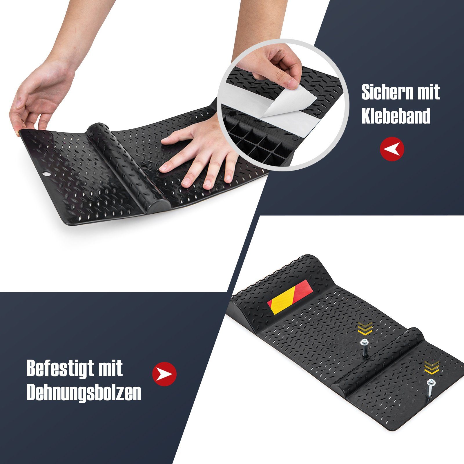 COSTWAY Parkschwelle, 2er Einparkhilfe aus Gummi mit Bremsschwelle