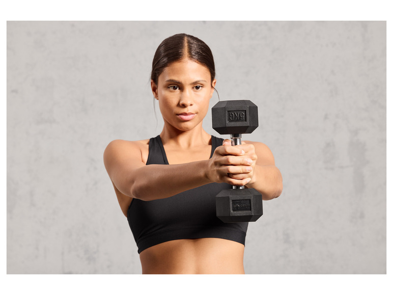 CRIVIT Hexagon-Kurzhantel, 5 kg, vielseitig einsetzbar