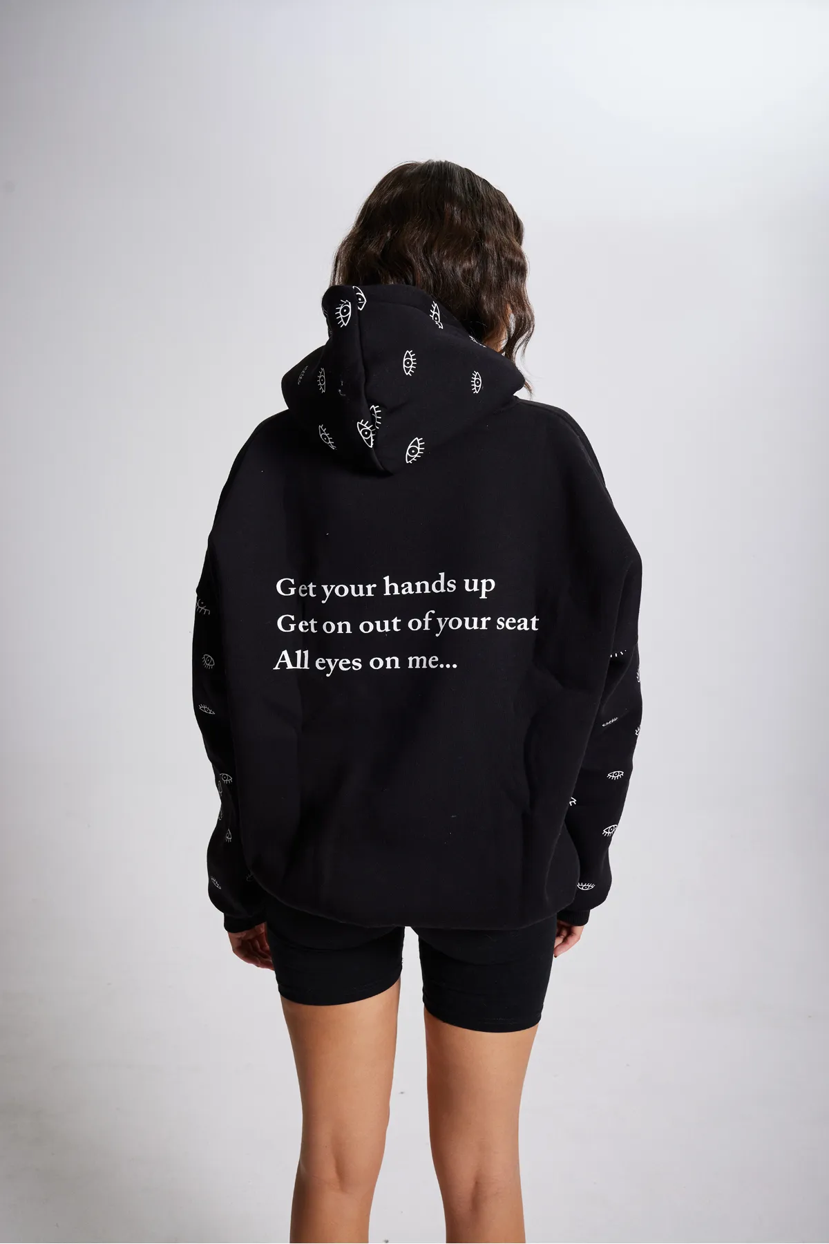 HOLLY LOLLY  Oversize-Kapuzen-Unisex-Augen-Sweatshirt Schwarz